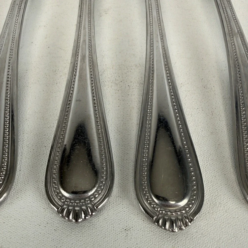 Oneida COUNTESS Stainless Dinner Fork Glossy Beaded Silverware Flatware Set 4